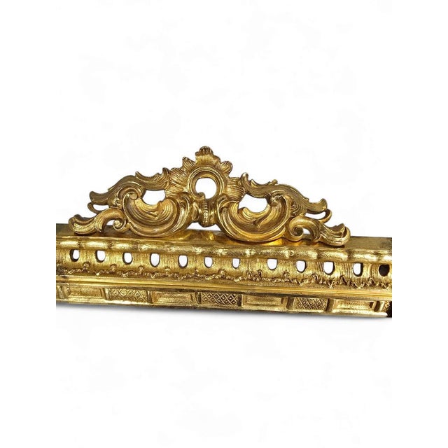 Gold 19th Century French Adjustable Gilt Bronze Fireplace Fender, 1860s For Sale - Image 8 of 15