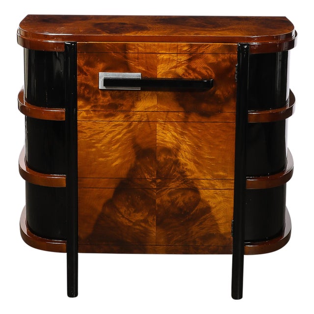 Art Deco Machine Age Cabinet in Book-Matched & Burled Walnut by Donald Deskey For Sale