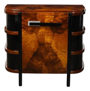 Art Deco Machine Age Cabinet in Book-Matched & Burled Walnut by Donald Deskey