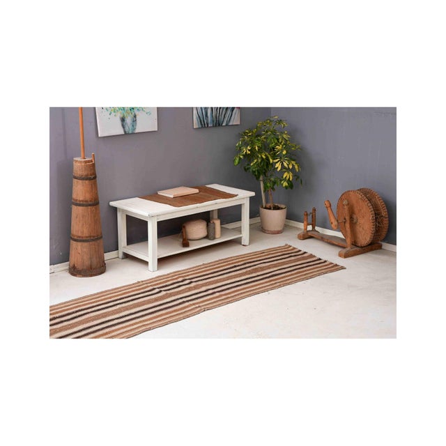 1960s Striped Vintage Brown Kilim Runner - 2`7″ X 8`3″ Ft. For Sale - Image 5 of 6