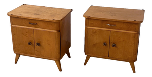 Mid-Century Bedside Cabinets with Compass Legs, 1950s, Set of 2