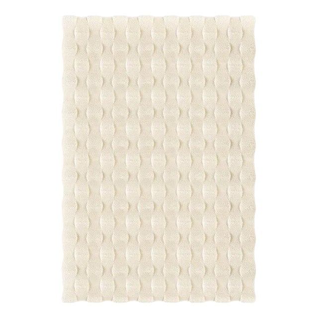 White Rectangle Textured Rug from Marqqa For Sale