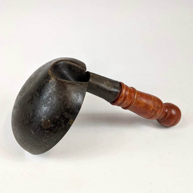 Chinese 20th Century Large Brass Ladle With Wooden Handle For Sale - Image 3 of 4