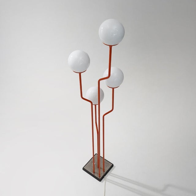 Reggiani 4-Light Floor Lamp in Glass and Metal from Reggiani, 1970s For Sale - Image 4 of 13