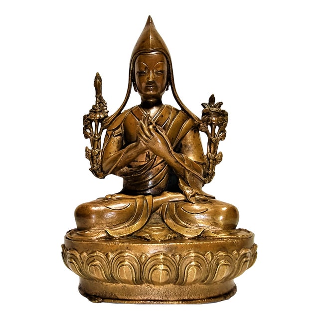 18th Century Buddha Priest in Bronze, Nepal For Sale