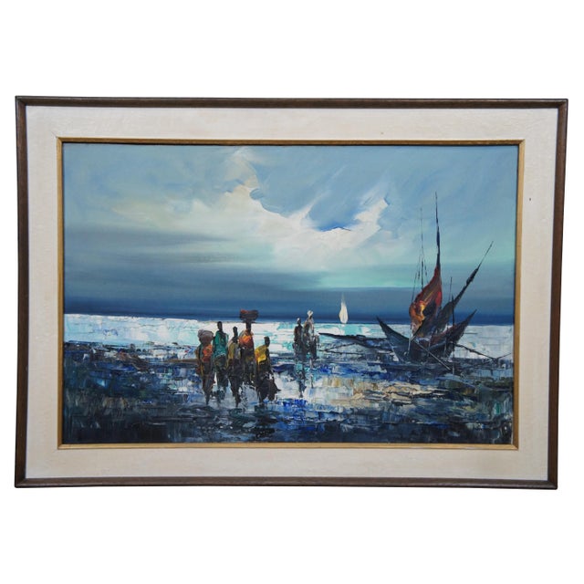Nautical Vintage Impressionist Nautical Maritime Seascape Oil Painting on Canvas For Sale - Image 3 of 12