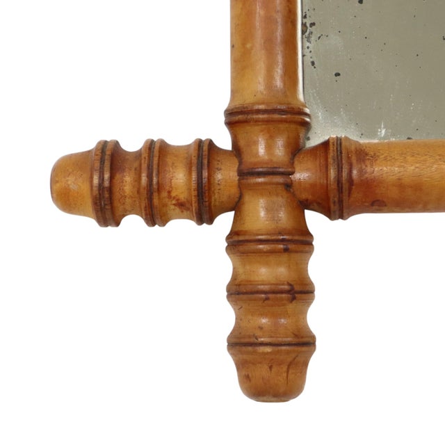 Brown Antique Wooden Faux Bamboo Chinoiserie Mirror, 1890s For Sale - Image 8 of 14