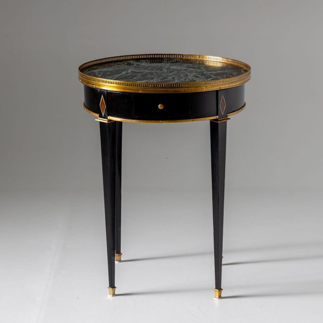 Ebonized Side Table with green Marble Top, France 2nd Half 19th Century For Sale - Image 4 of 6