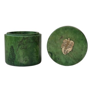 Italian Art Deco Style Trinket Box in Green Marble, 1940s For Sale