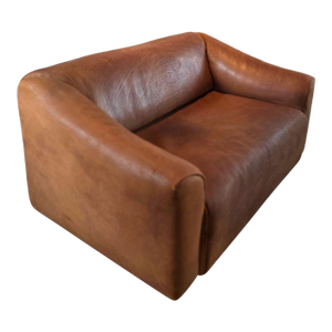 Attributed DeSede Ds 47 2 Seat Brown Leather Sofa, Switzerland 1970s