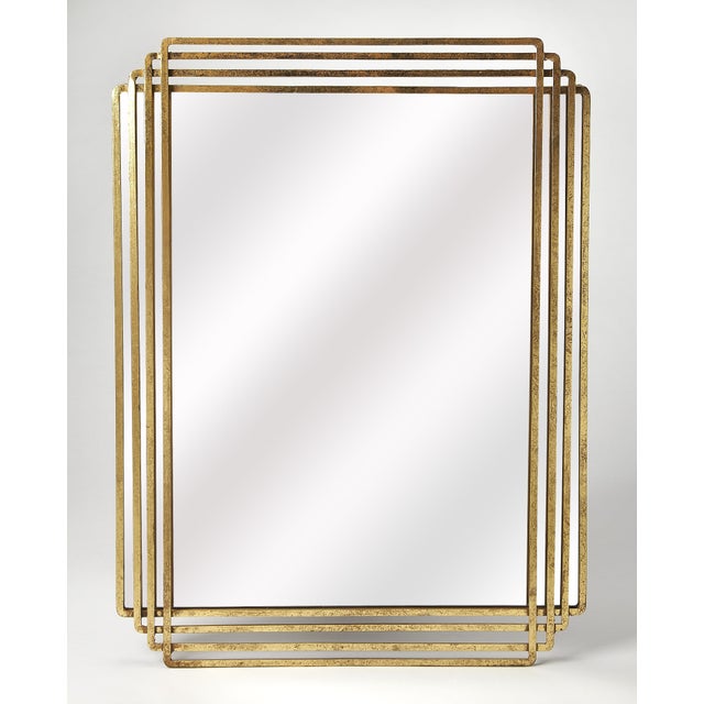 Uptown 29 in. W x 40 in. H Rectangular Metal and Mirrored Glass Wall Mirror, Antique Gold For Sale