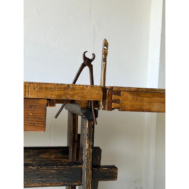 Wood Antique Wooden Carpenters Workbench, 1890s For Sale - Image 7 of 18
