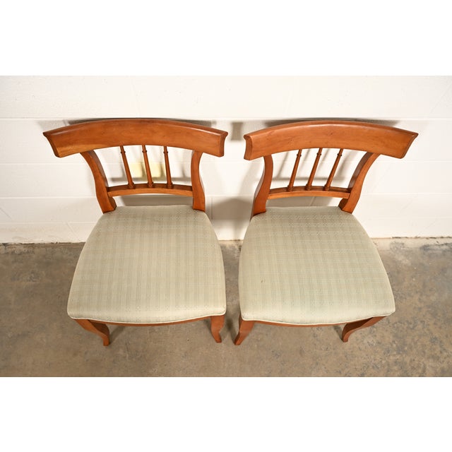 1980s Kindel Furniture Regency Solid Cherry Wood Klismos Side Chairs or Dining Chairs, Pair For Sale - Image 5 of 15