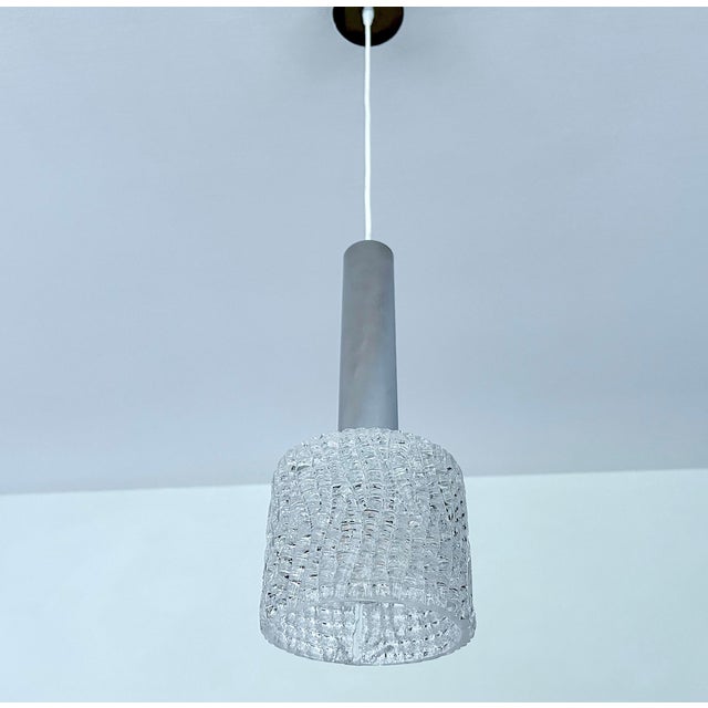 Silver Vintage Brutalist Glass Pendant Lights from Kalmar, 1970s, Set of 3 For Sale - Image 8 of 16