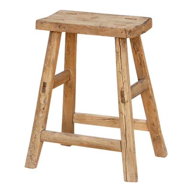 Antique Stretcher Base End Table For Sale