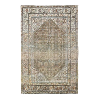Antique Persian Malayer Rug With Medallion and Geometric Design For Sale