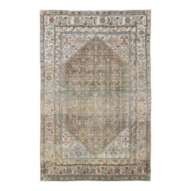 Antique Persian Malayer Rug With Medallion and Geometric Design For Sale