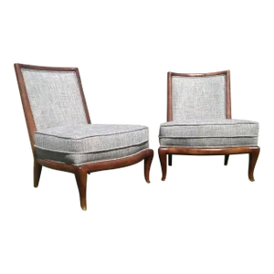 Mid-Century Style Modern Slipper Chairs - a Pair