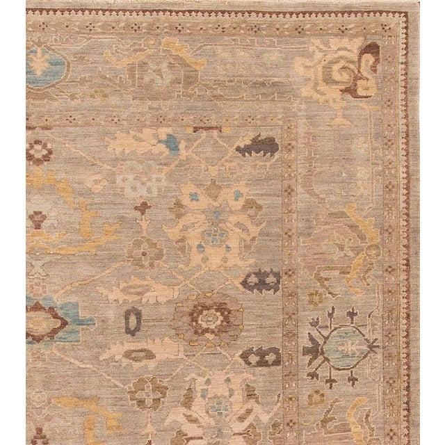 Modern 2010s Brown Modern Sultanabad Wool Rug With Floral Design For Sale - Image 3 of 5