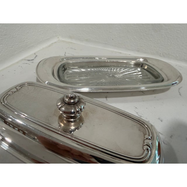 Victorian Antique Silver Plate Butter Dish With Glass Insert - From England For Sale - Image 3 of 8