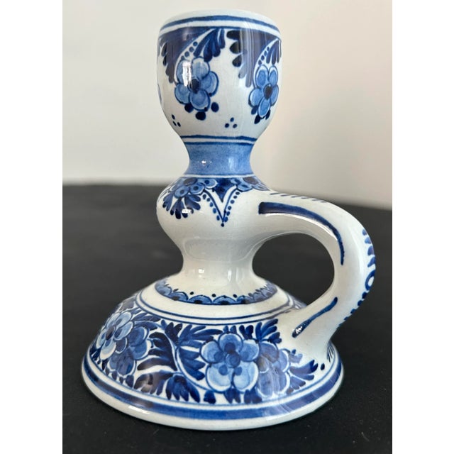 White 1960’s De Porceleyne Fles Royal Delft Candlesticks - a Pair For Sale - Image 8 of 10
