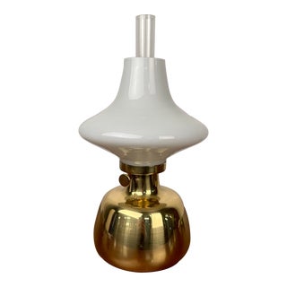 Drastic New Danish Louis Poulsen & Co. Petronella Oil Lamp by Henning Koppel Glass and Brass For Sale
