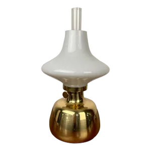 Drastic New Danish Louis Poulsen & Co. Petronella Oil Lamp by Henning Koppel Glass and Brass