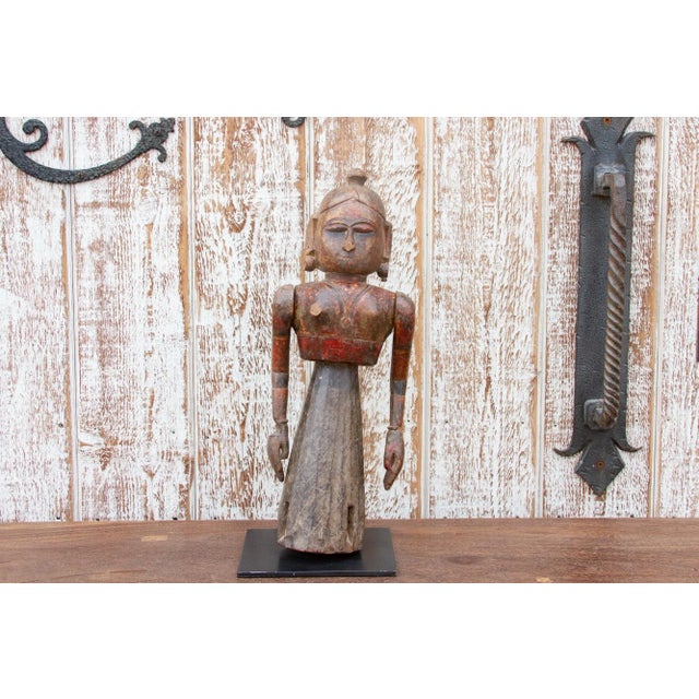 Antique Indian Goddess Wooden Statue For Sale - Image 11 of 11
