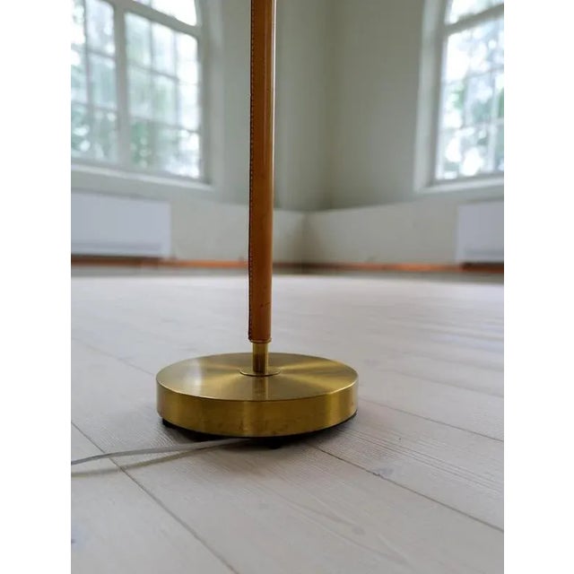 Mid-Century Modern Brass and Brown Leather Floor Lamp from Falkenbergs Belysning, Sweden, 1960s For Sale - Image 15 of 18