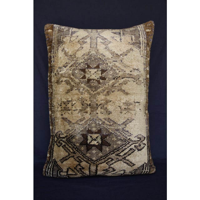 Textile Muted Tone Oushak Rug Pillow – Vintage Turkish Lumbar Cushion -23'' X 32'' For Sale - Image 7 of 12
