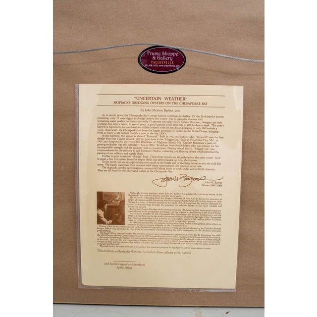 "Uncertain Weather" Sailboats Painting Print Signed John M Barber Numbered For Sale - Image 9 of 9