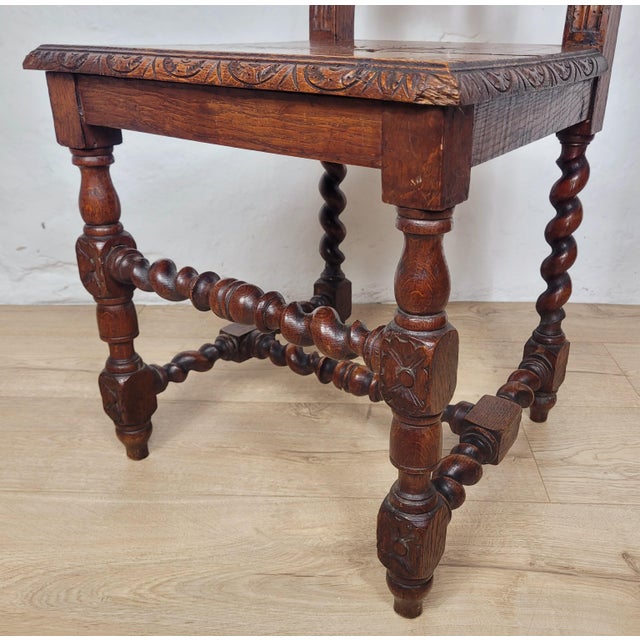 Jacobean Style Gothic Hall Chair, 1890 For Sale - Image 13 of 18