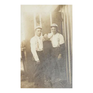Antique Photograph Young Men Advertising Owl Brand Tobacco Hats