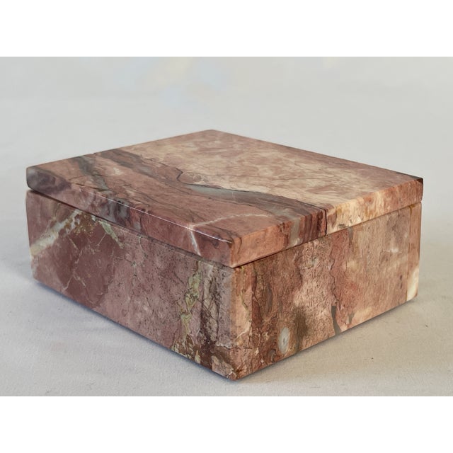 Pink 1960's Italian Rosa Pink Marble Jewelry Trinket Box For Sale - Image 8 of 10