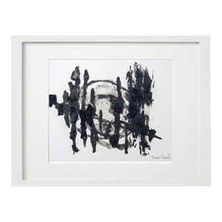 16.7" by 13.5" Black and White Abstraction - One-of-a-Kind High-End Natural Wood Shadow Box Framed Original Painting by Diane Grant For Sale