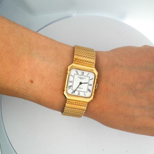 1990s Patek Philippe for Gübelin 4457/1 Double Signed 18k Gold 23mm Manual Watch For Sale - Image 17 of 18