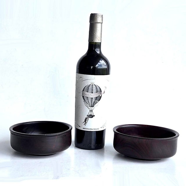 Wood Vintage Hand Turned Brazilian Rosewood Catchall/Trinket Bowls, a Pair For Sale - Image 7 of 10