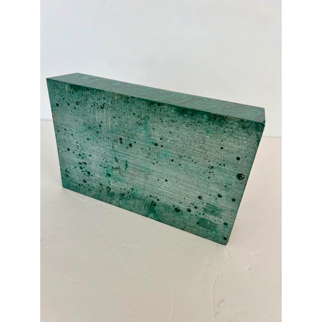 Dark Green Faux Malachite Towel Holder For Sale - Image 8 of 9