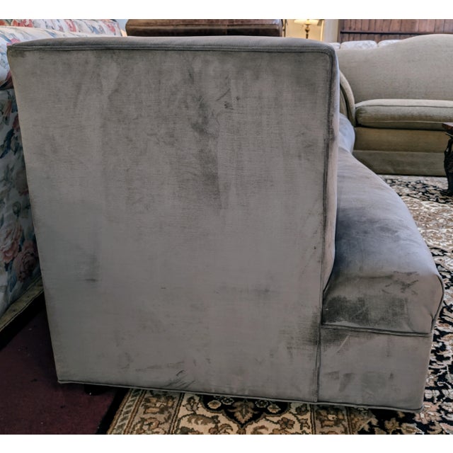 The Bob Williams and Mitchell Gold contemporary sofa is crafted from premium, rich grey microfiber and features a tufted...