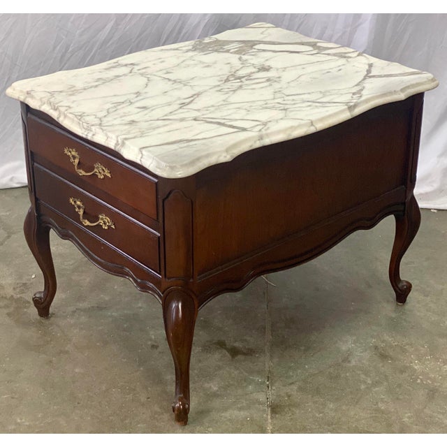 Vintage Hammary Furniture French Provincial Marble Top Side Table