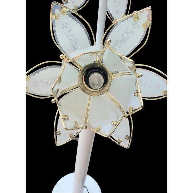 Vintage Extra Tall Glass White Lotus Flower 4 Light Hollywood Regency Floor Lamp For Sale - Image 11 of 11