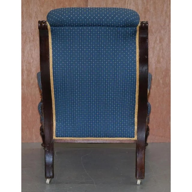 Blue Victorian Hardwood Blue Armchair For Sale - Image 8 of 11