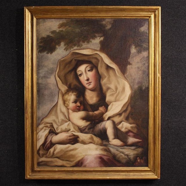 Italian Artist, Madonna with Child, 1680, Oil on Canvas For Sale - Image 16 of 16