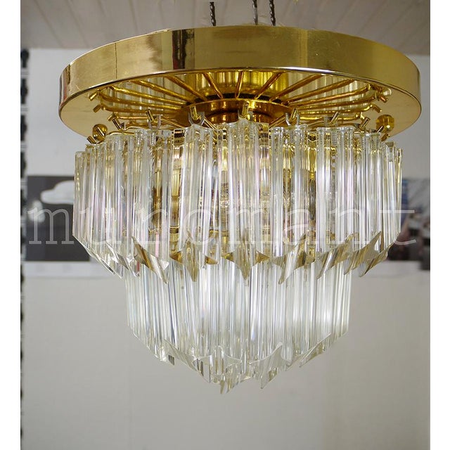 Gold Gold-Plated & Crystal Chandelier by Paolo Venini for Camer, Italy, 1970s For Sale - Image 8 of 8