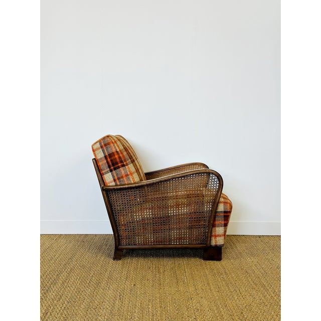 Mid-Century Modern Vintage Lounge Chair in Bentwood and Checkered Fabric, 1960s For Sale - Image 3 of 15