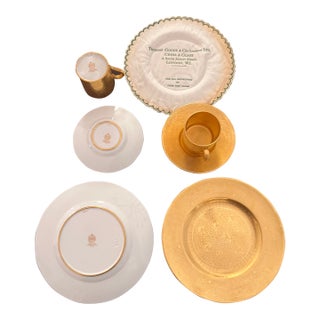 Minton T-Goode 22k Gold Plated 6 Dessert Plates With 6 Demitasse Cups & Saucers For Sale