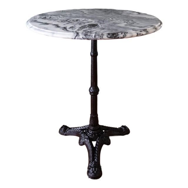 Antique Marble and Cast Iron French Bistro Table For Sale
