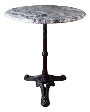 Antique Marble and Cast Iron French Bistro Table