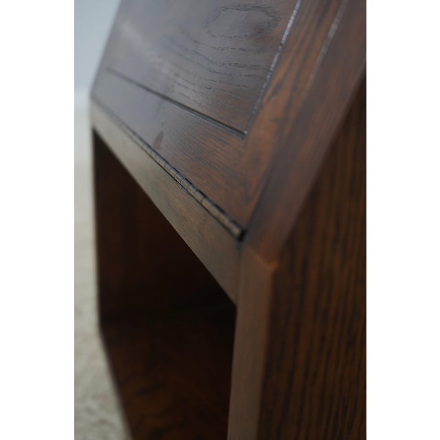 Pair of Henredon Oak Campaign Style Drop Front Nightstands For Sale - Image 15 of 18