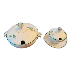 1940s Set 2 Vintage Royal Copenhagen Porcelain Covered Bowls